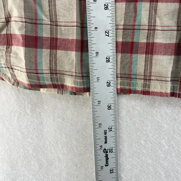 Toad & Co Button-Up Shirt Men's Sz L Red Beige Plaid Collared Chest Pocket - Picture 5 of 12